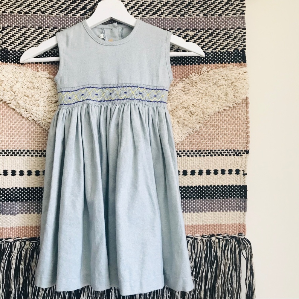 NWT Italian Il Baule di Elianne Blue Classic Smocked Sleeveless Dress Girls 2T 2